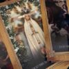 Illustrated rosary prayer cards with English and Irish prayers